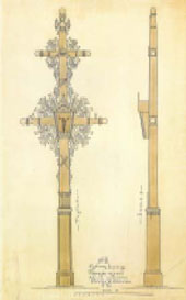 Tauragės rajonui sukurto kryžiaus projektas. Nubraižė B. Lazauskas. 1928 m.