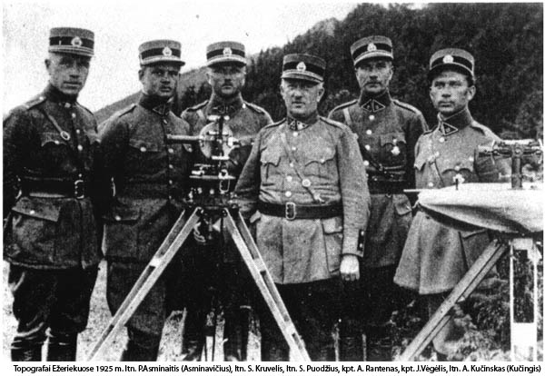 Ltietuvos kariuomenės Vyr.štabo topografijos skyriaus karininkai Varėnos rajone Ežerėkuose 1925