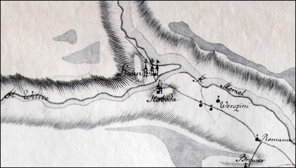 Kelio nuo Aa (dvaro) prie Bauskės iki Kauno prie Nemuno upės žemėlapis