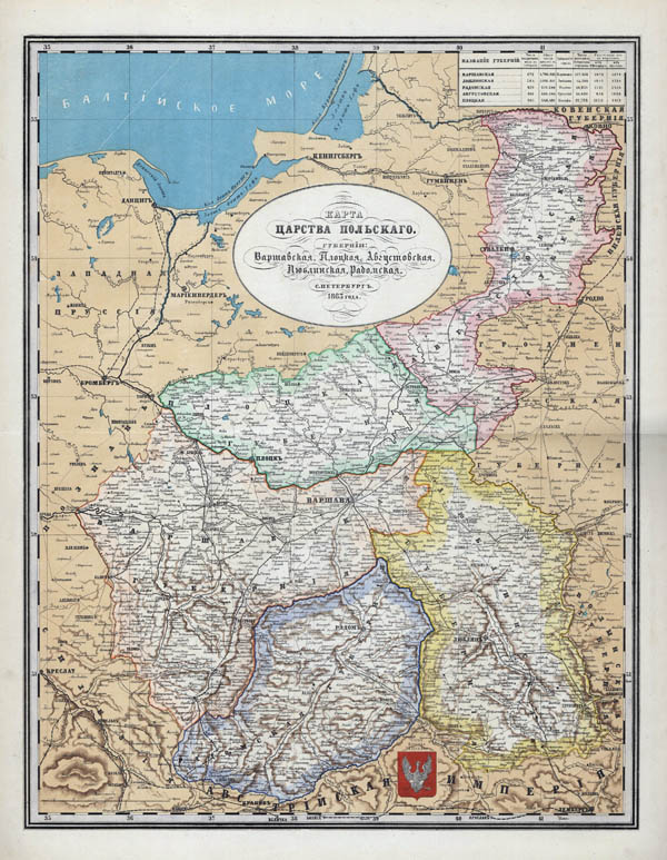 Карта Королества Польского 1860