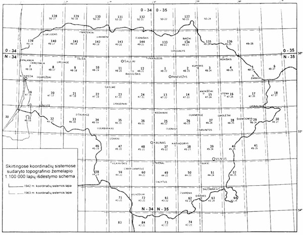 M1:100000 žemėlapių 1963 m. koordinačių sistemoje rinktinis lapas
