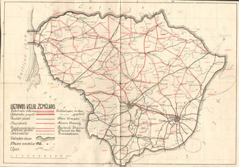 Lietuvos kelių žemėlapis 1940