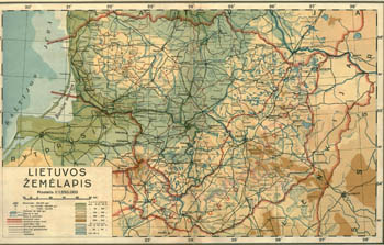 Карта Литвы 1938