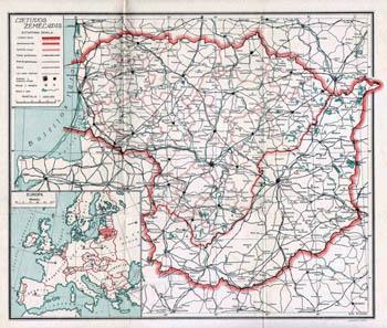 Карта Литвы с Европой