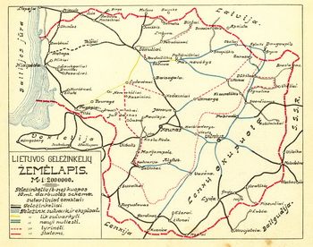 карта железных дорог Литвы