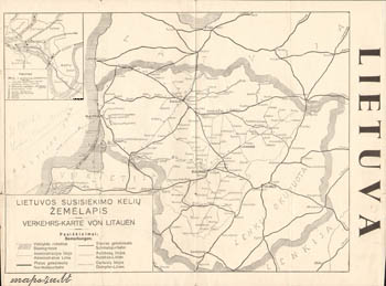 Lietuvos susisiekimo kelių žemėlapis 1932