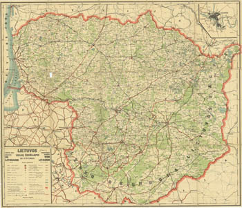 Lietuvos kelių žemėlapis 1939