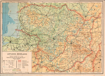 A.Vaičiulaitis Lietuvos žemėlapis 1:1200000 1937
