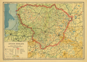 A. Vaičiukaitis Lietuvos žemėlapis 1939