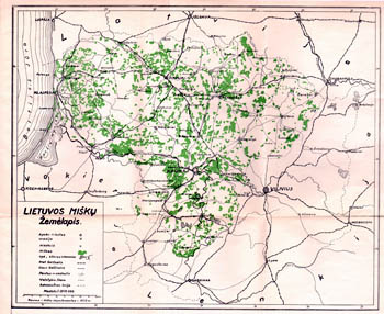 Lietuvos miškų žemėlapis 1938