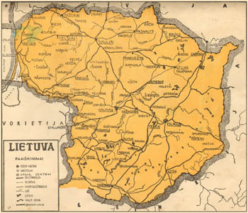 Карта Литвы 1933 г.
