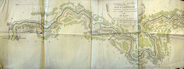 Map along the river Nemunas border between Russia and Prussia