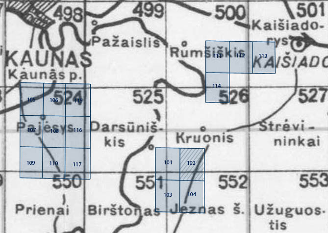 Index sheet of Lithuanian 1:5000 maps 1932